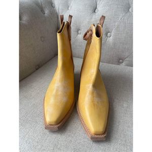 Free People Wesley Ankle Boots Papaya Leather Size 38 1/2 NEW